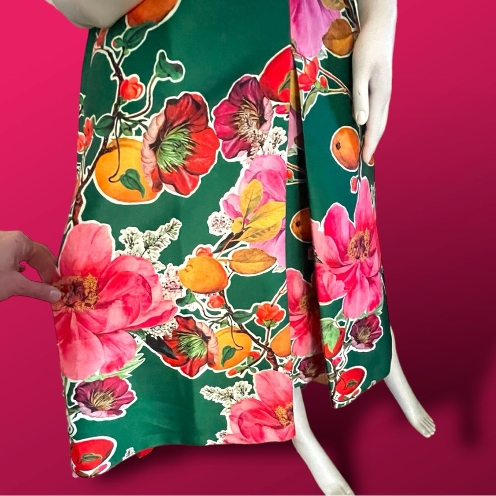 Talbots Green Floral Fit & Flare A-Line Dress - Size 8 - Picture 14 of 15